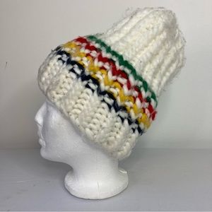 Hudson Bay Canada Stripes Chunky Cream Knitted Winter Hat